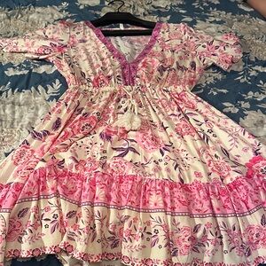 Moonsea Floral Mini Dress in Pink and Purple